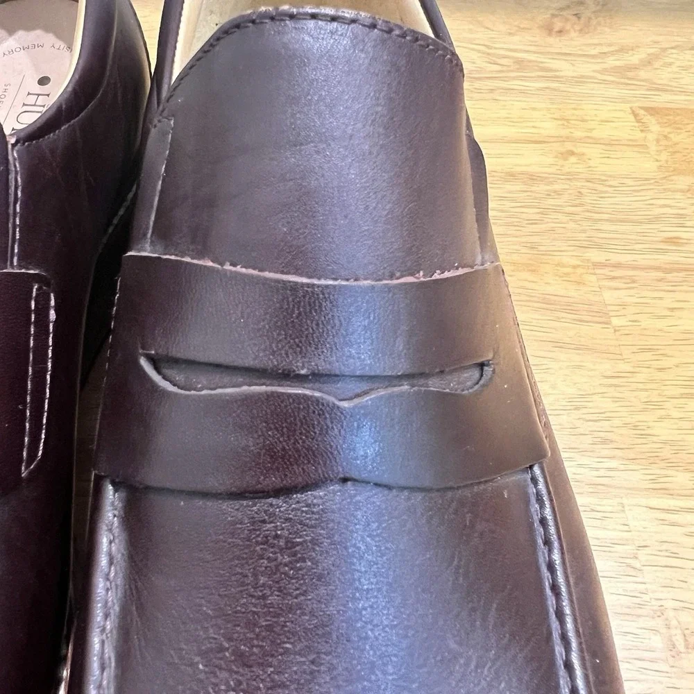 Men's Brown Leather Penny Loafers - Classic Slip-On Dress Shoes